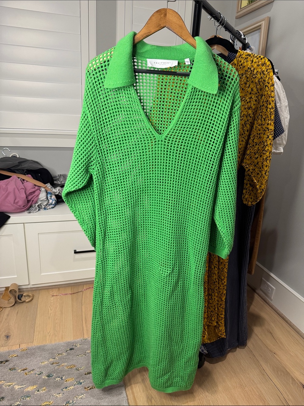 NWT Equipment Remy Sweater Dress Bright green Size M  - missing slip